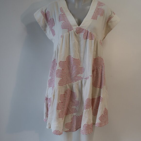 Womens Pearl & Caviar Cream, Red Design Cap Sleeve Dress XS/S - Picture 2 of 8